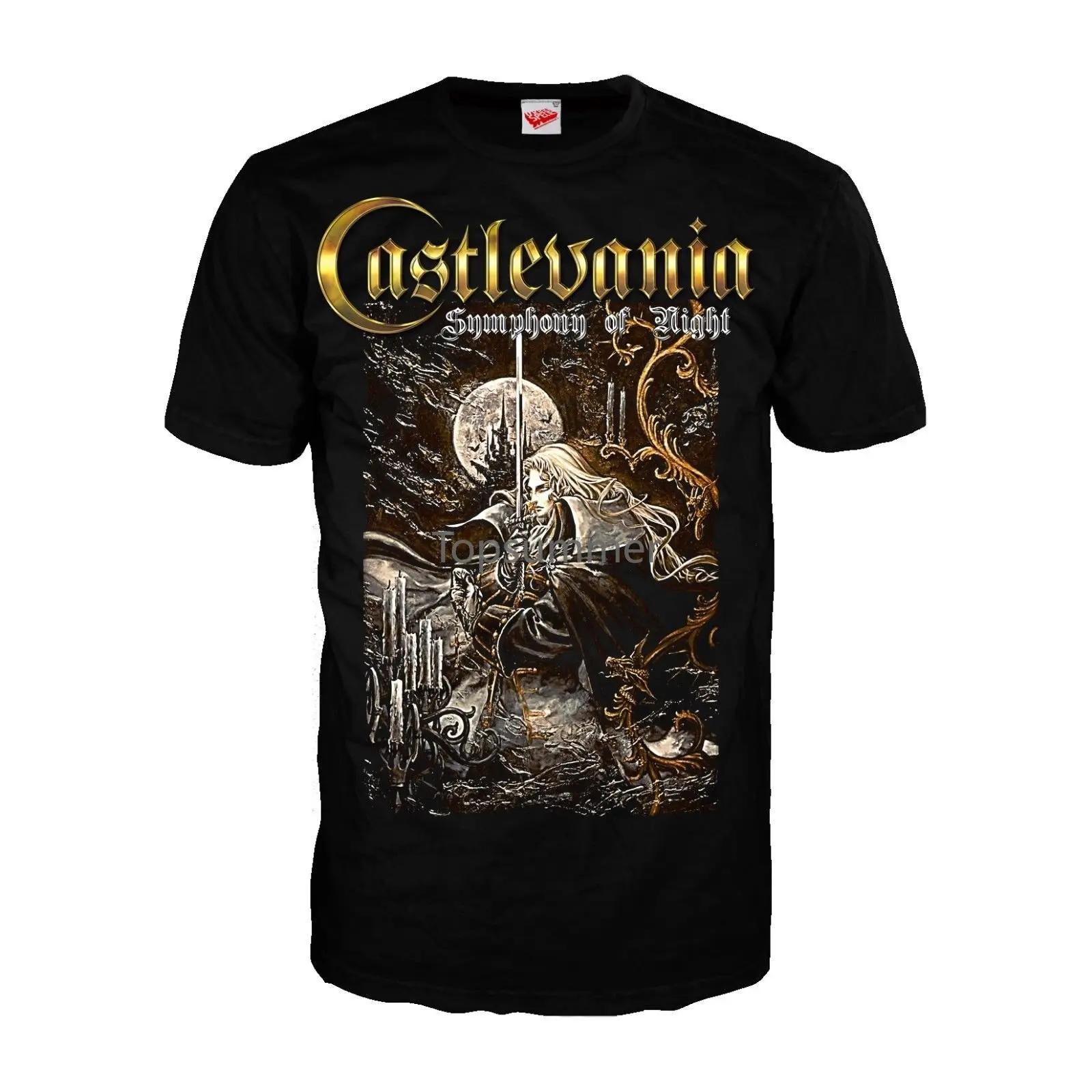 

Konami Castlevania Symphony Box Art Men& T Shirt (Black) Retro Gaming T Shirts Man Clothing Free Shipping Top Tee