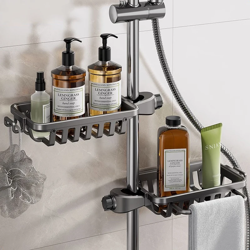 

Bathroom Storage Rack Shower Soap Holder Aluminum Shower Shelves Organization Shampoo Tray Stand No Drilling Floating Shelf