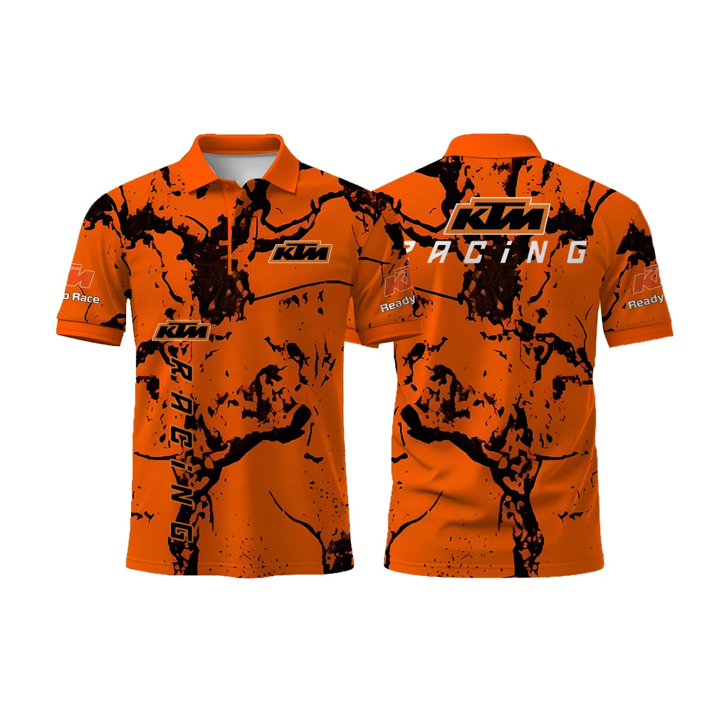 New Style Fashion Comfortable Breathable Buttons Polo Shirt KTM Logo 3D Printed Motorcycle Riding Short Sleeved Sport Shirt 6