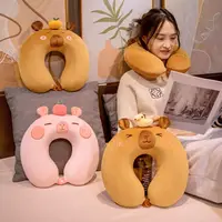 Cartoon Capybara Travel Neck Pillow Memory Cotton U-Shape Head Rest Neck Pillow Neck Protection Nap Pillow Soft Airplane Pillow 1