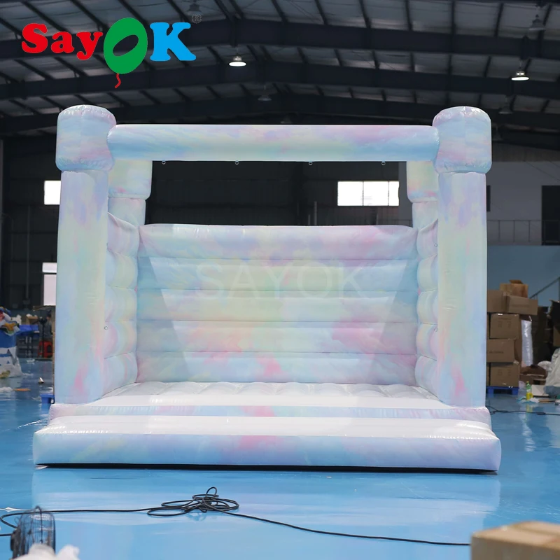 

4.3x4.3x3.35mh Pvc Commercial Inflatable Castle Wedding Bouncer House Inflatable Bouncy Jumper With Air Blower