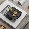 European Stainless Steel Tissue Box Brass Ginkgo Leaf Decor Hotel Table Napkin Holder Afternoon Tea Desktop Tissue Organizer 1