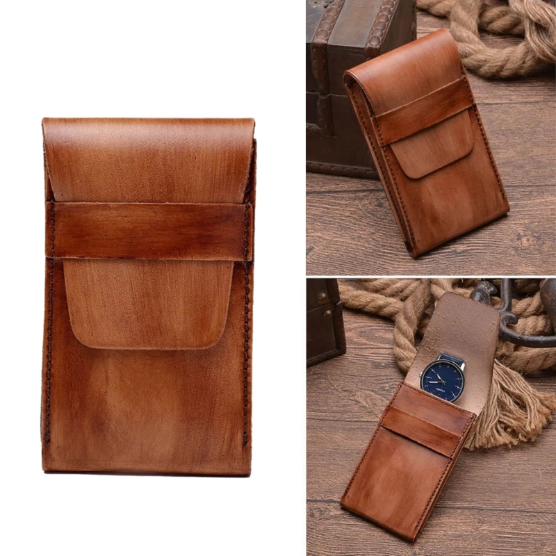 

Watch Box Cases Genuine Leather Pouches Pocket Cowhides Jewelry Travel Bags Durable Watch Dust Protections Case Decor