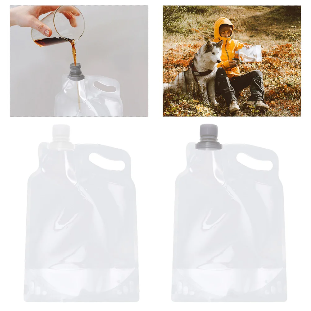 

4 Pcs Collapsible Water Jug Folding Kettle Large Capacity Bags Plastic Foldable Pouches Container Transparent Hiking Travel