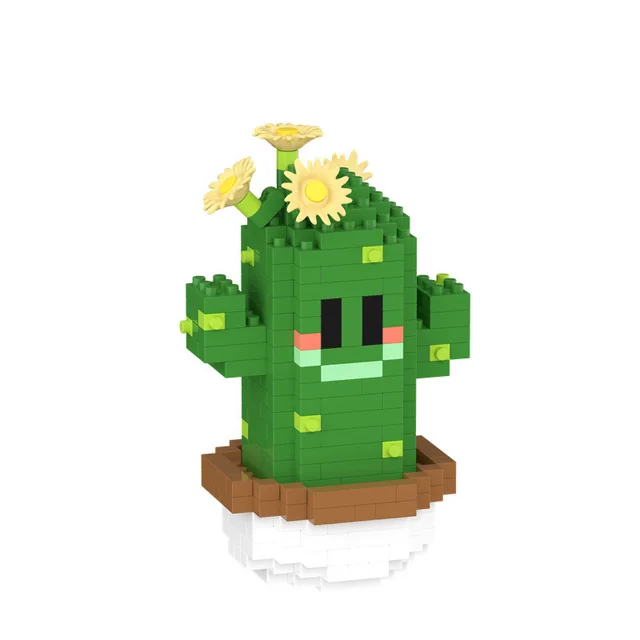 New Creative Fun Cartoon Characters Micro Diamond Building Blocks Cactus Nano Brick Potted Plant Building Educational Toy Gift 3