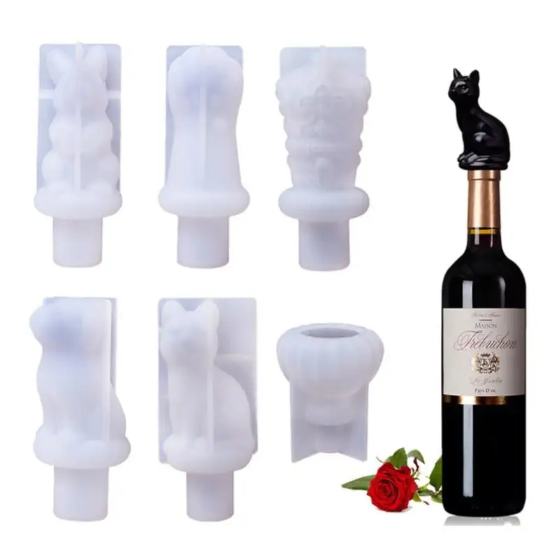 Red Wine Bottle Stopper Mold Diy Epoxy Resin Mold Crown Cat Claw Rabbit