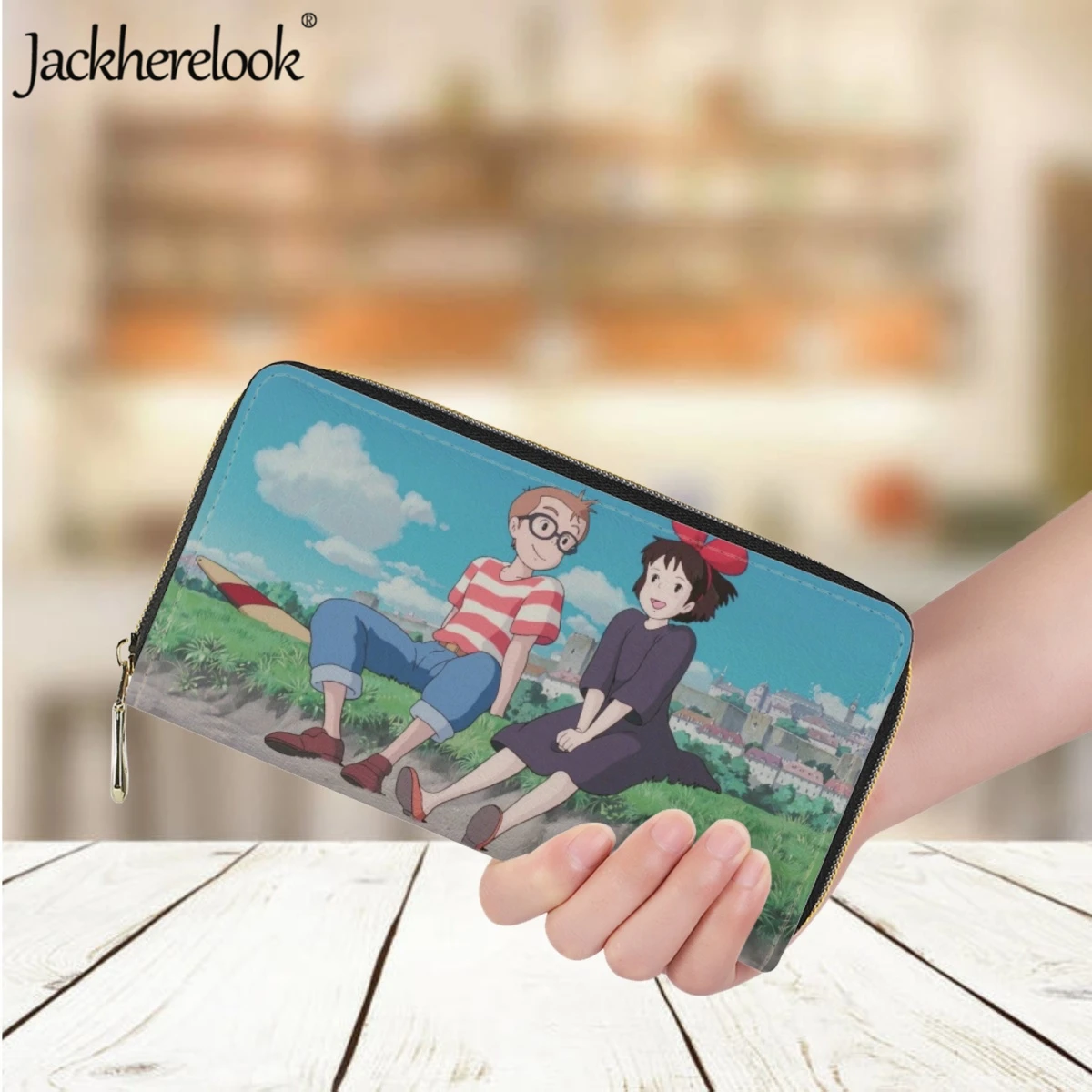 

Jackherelook Аниме Миядзаки Хаяо, кошелек с принтом из фильма для женщин, Модный повседневный длинный кожаный кошелек, ежедневный клатч с держателем для банковских карт