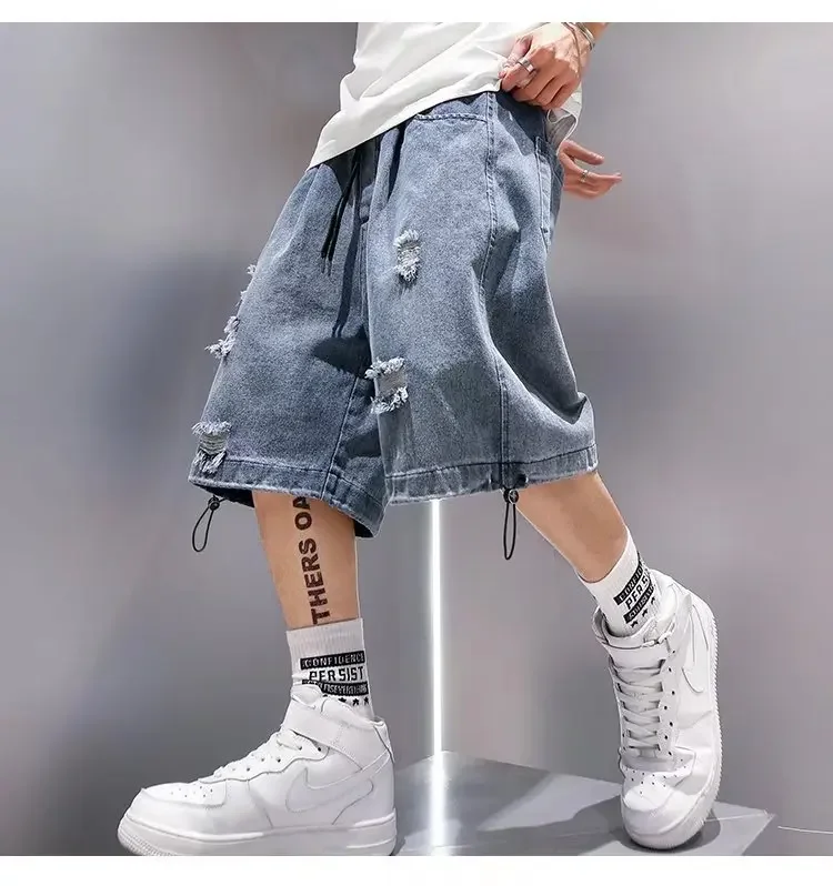 Men's Summer Loose-fit Trendy Denim Shorts American Style Five-point Mid-pants 2023 New Fashion Casual Shorts 30 S04c09504c31d4bac82523e09f6f1ca4d5