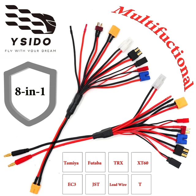 8-IN-1 RC Charging Adapter Converter XT60 4.0MM Banana Connector To EC3 XT60 TRX JST Futaba T Plug for RC Car Drone Imax B6 B6AC 1