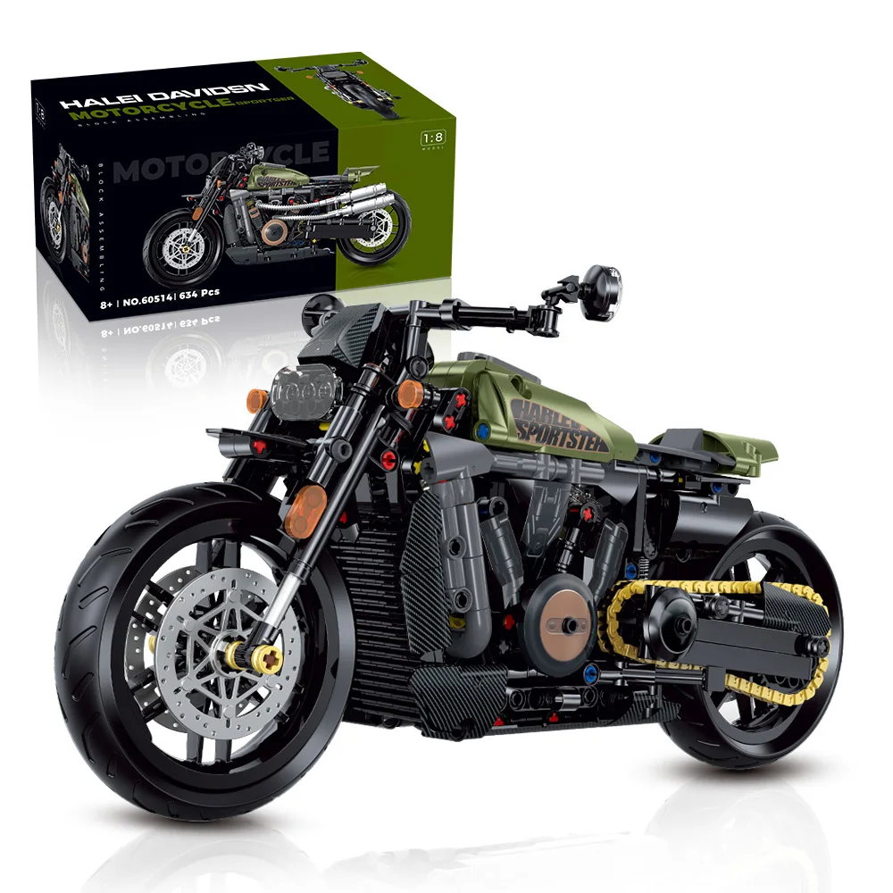 1:8 586PCS High-tech Classic Motorcycle Building Model Blocks Motor City Racer Bricks Toys for Boys Childrens Halloween Gifts 6