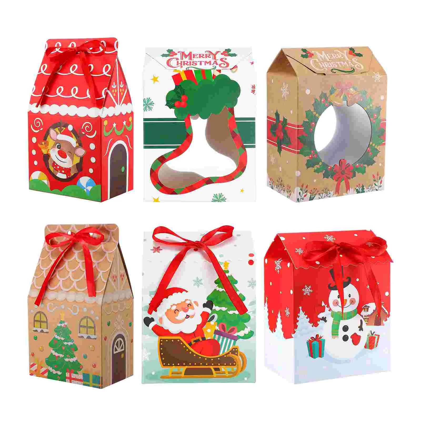 

Cabilock 1 Set Christmas Candy Boxes with Window Cookie Boxes Christmas Treat Boxes for Gift Giving with Ribbon