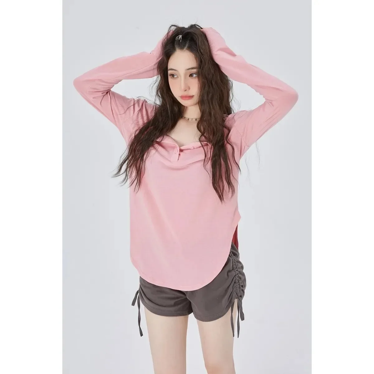 

Футболка женская оверсайз с длинным рукавом, модная повседневная рубашка в Корейском стиле, уличная одежда, Y2k, на лето