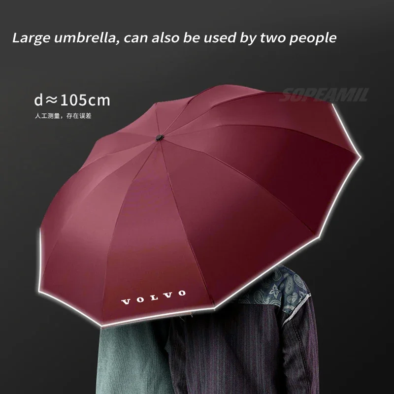 Volvo XC40 XC60 XC70 XC90 V40 V60 V70 V90 S40 S60 S80 S90 C30 C70 Car Led Light Umbrella Automatic Folding Sunshade Accessories
