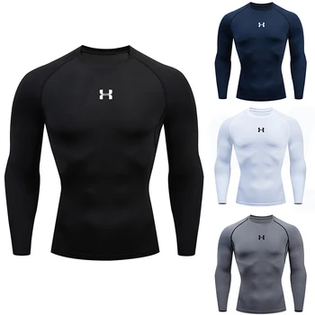 Men Running Compression T-shirt Long sleeves Sport Tees Gym Fitness Sweatshirt Male Jogging Tracksuit Homme Athletic Shirt Tops 1