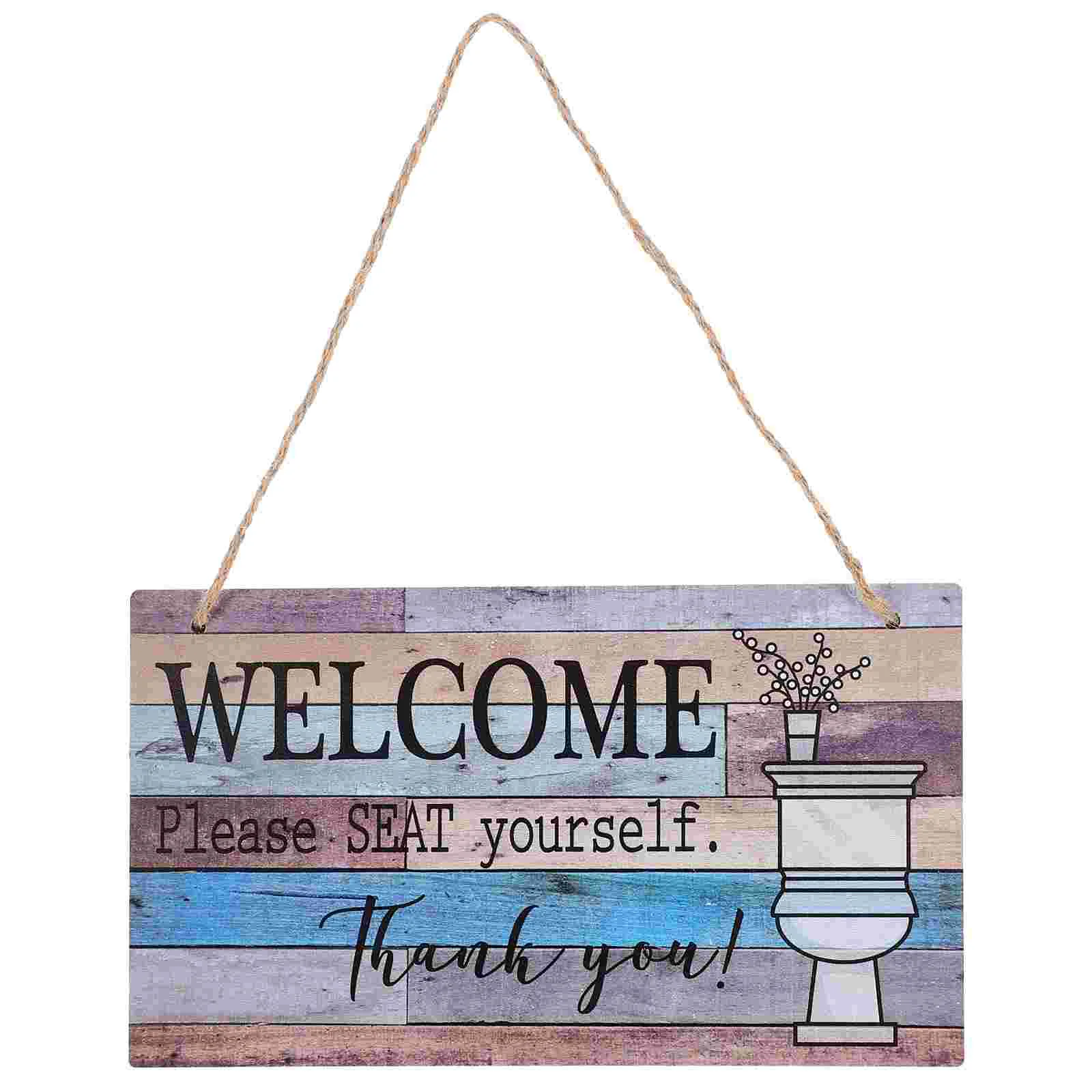 

Welcome Wooden Sign for Front Porch Birthday Decoration Style Rustic Cutout Door Plaque Cotton Linen Wreath