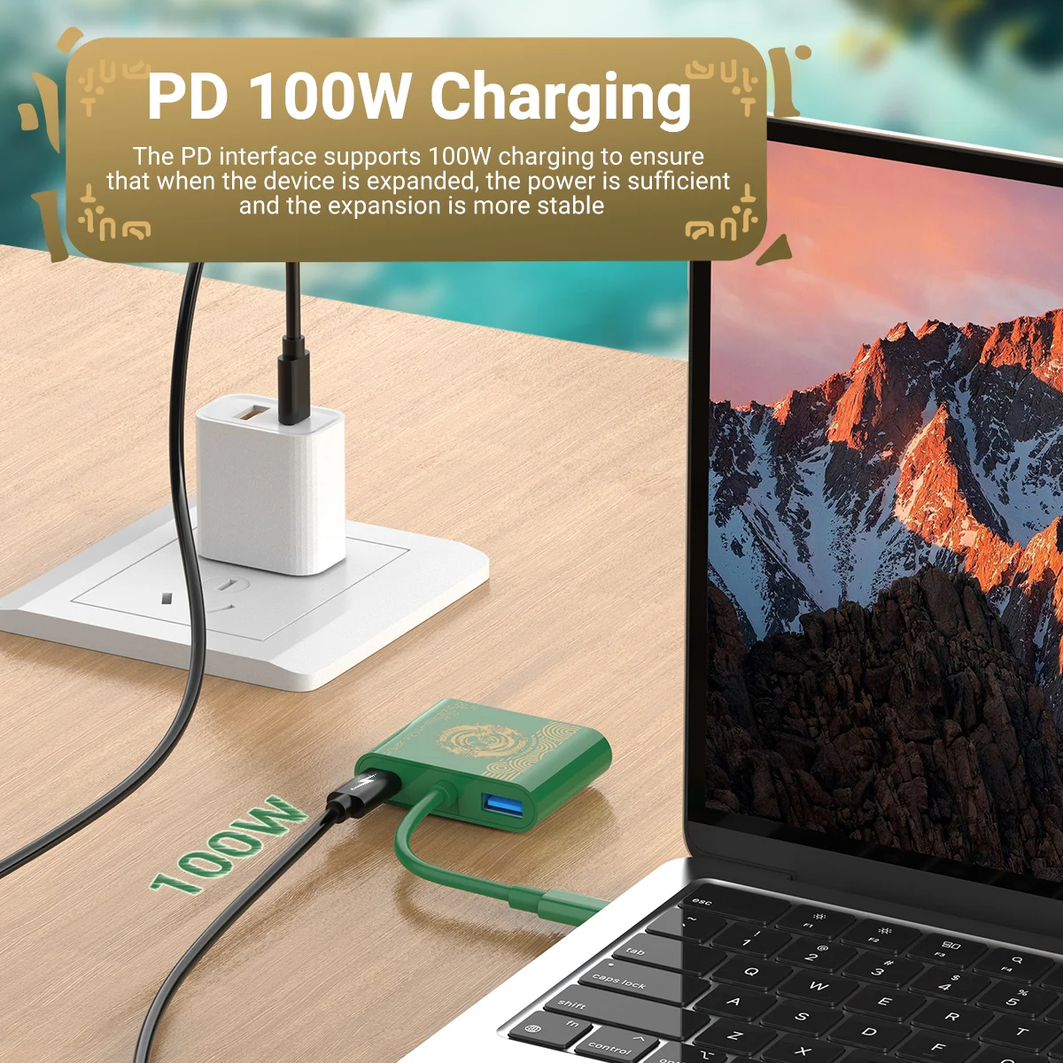 Gopala 4 in 1 USB C to HDMI VGA Dual Monitor Adapter USB 3.0 PD 100W For Nintendo Switch Type C Laptop Docking Station