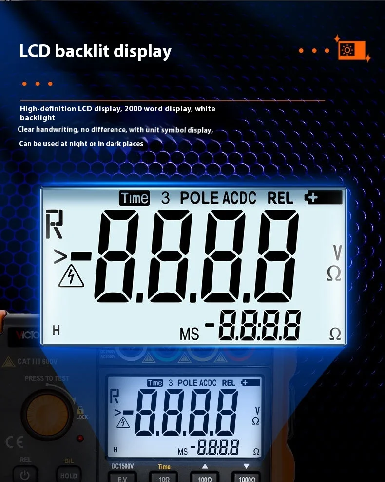4105A Digital Earth Resistance Tester Insulation Grounding 2000Ω Voltage Meter L