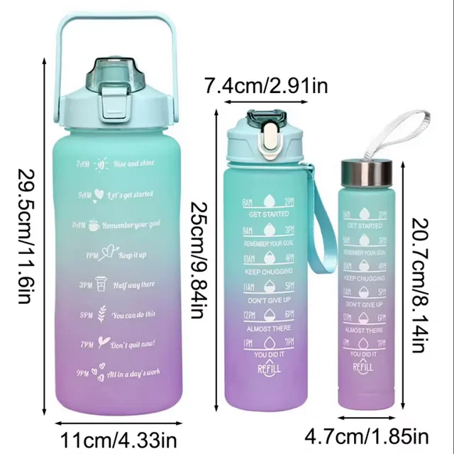 300ml/750ml/2L Water Bottle Motivational Sport Water Bottle Leakproof Bottles Drinking Outdoor Travel Gym Fitness Jugs 3