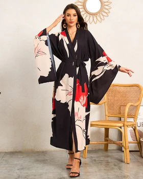 Women's Kaftan Dresses, Colorful Print Mrs Roper Caftan, Bathing Suit Cover Ups Beach Dresses 1