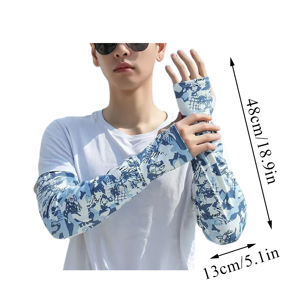 Arm Covers Arm Sleeves Ice Silk Sleeve Sun Protection Cuffs Cycling Warmer Half Finger Gloves UV Protection Sports Outdoor