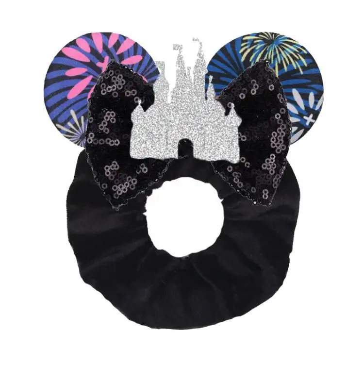 Hair Scrunchies Disney Ears Velvet Hairbands Girls Sequins Bows Headband Women Kids Party Diy