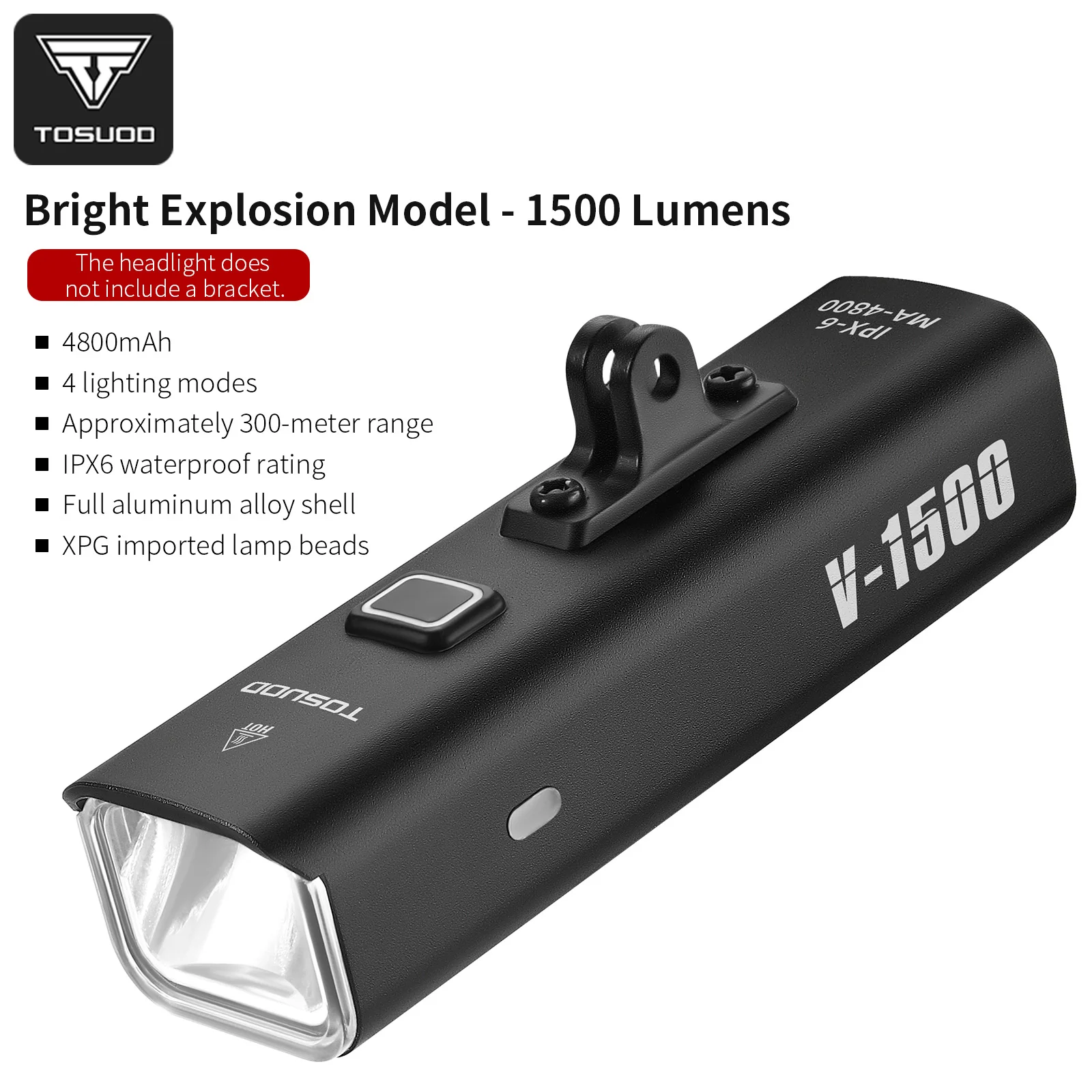 TOSUOD RH-000 Bicycle Headlight 1500 Lumens 4800mAh Smart Sensing IPX6