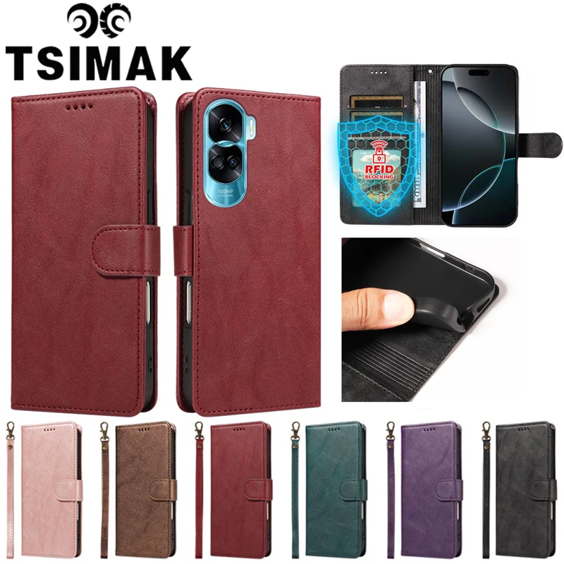 Leather Wallet Phone Case - RFID Blocking, Magnetic Closure, Anti-Theft Protection