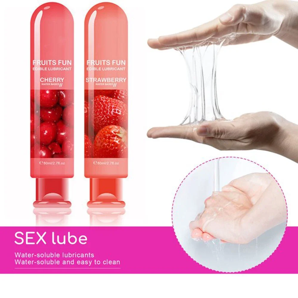Sex Lubricant Strawberry Flavor Water Based Oral Anal Lubrication Masturbation Vagina Orgasm Gel Easy to Clean