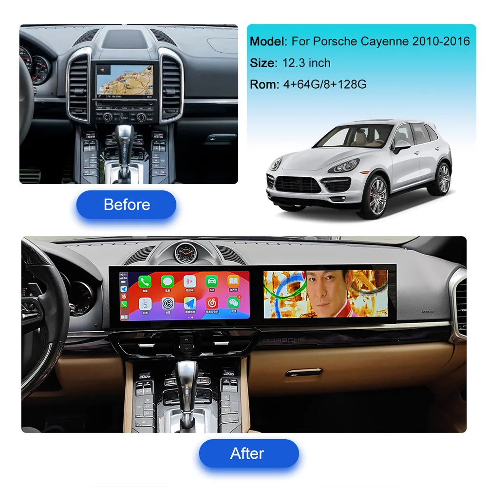 

12.3 " Android 13 Car Radio For Porsche Cayenne 2010-2016 Car Video Player Multimedia Wireless CarPlay GPS Navi Car Accessories