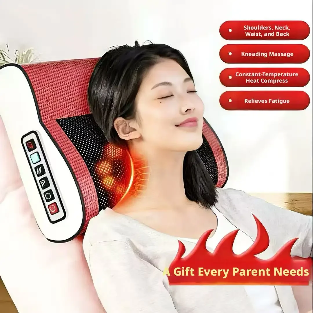 Deep Tissue Neck Massage Pillow 4D Kneading Heating Cervical Massager For Pain Relief Neck Shoulder Back Waist Body Home Office_voghion.com