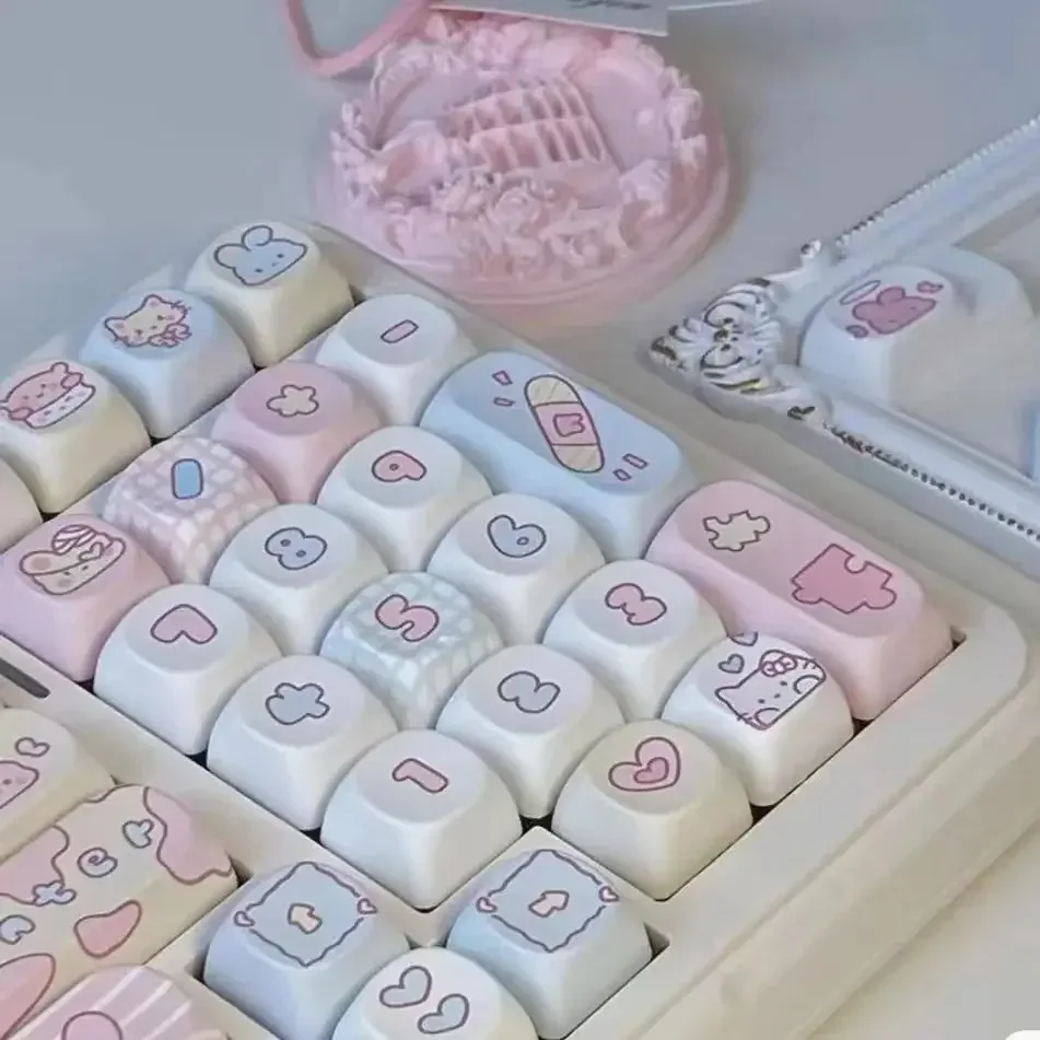 Teclado Mecânico Keycap Perfil Roa Coelho Pbt Keycaps Cute Dye-sub Interruptor mx Presente 123 Chaves