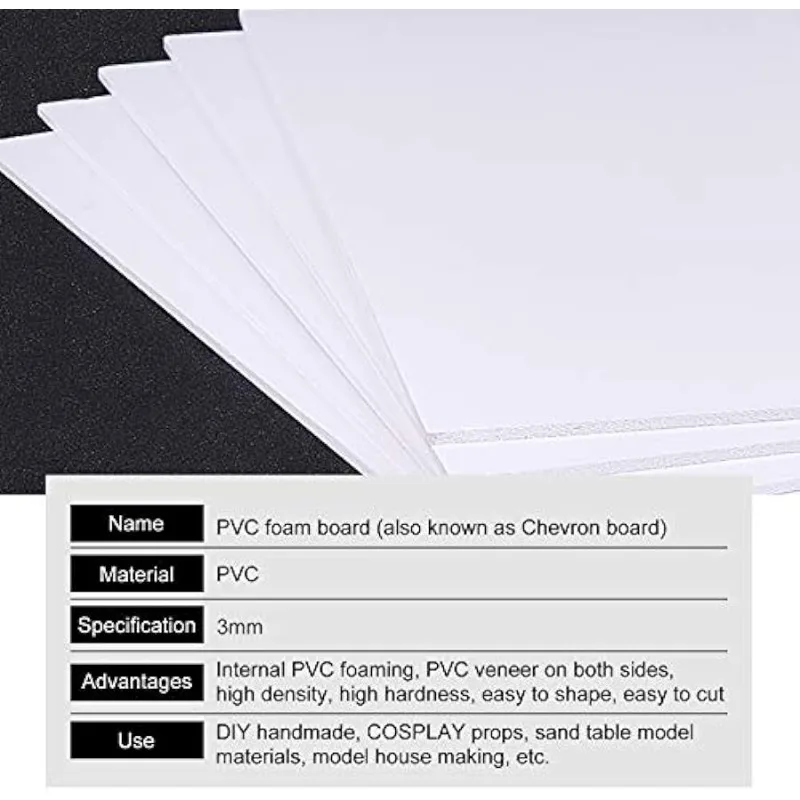 5 Sheets 3mm White Foam Boards 11.8x7.8" Rectangle Foam PVC Sheet Poster Board Mount Board for Mounting