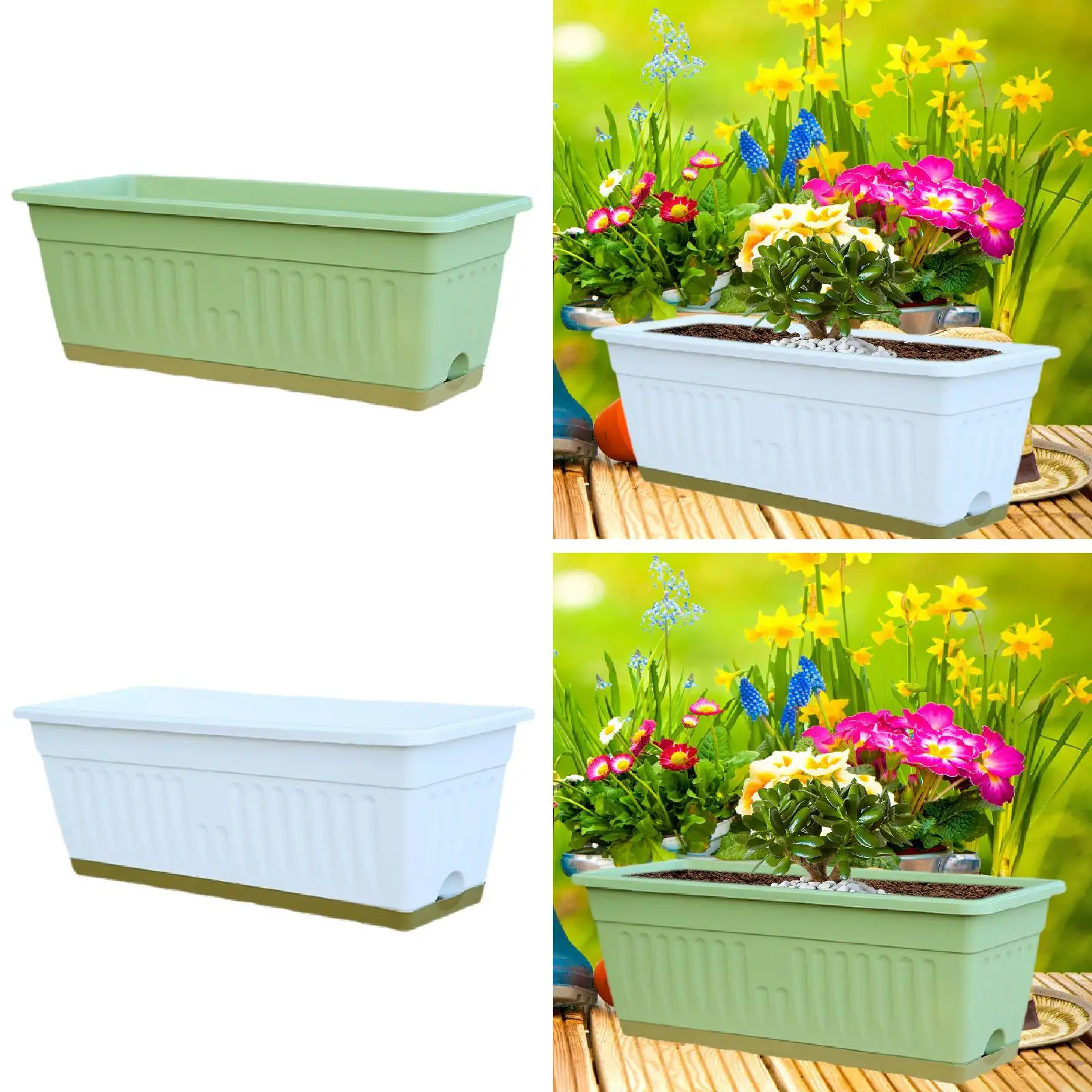 Flower Vegetable Pot Box Decorative Garden Flower Pot Rectangular Flower Pot Plastic Planting Pot Plant Container For Balcony_voghion.com
