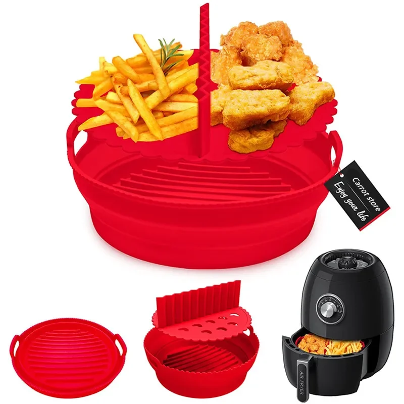 Air Fryer Accessories Reusable Foldable Bpa Free Silicone Pot Basket Plate Molds for air fryer accessories,air fryer mold