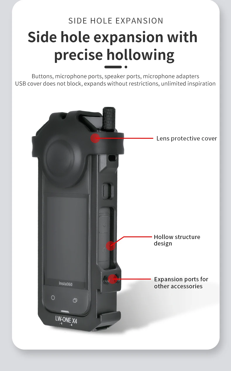 Yelangu metalls chutz käfig für insta360 x4 action kamera zubehör mit kalter schuh halterung und objektivs chutz hülle – Detail 3