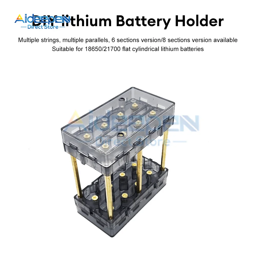6X 8X 21700 18650 High Capacity High Current Pure Copper Post DIY Lithium Battery Holder Solderless Energy Storage Bracket 4