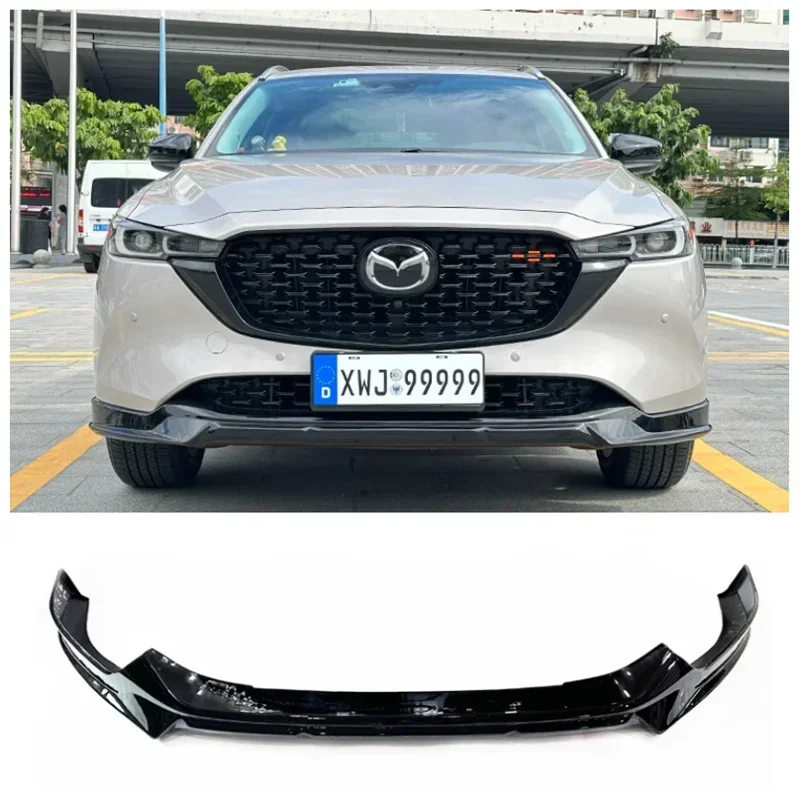 For Mazda CX5 CX-5 2022 2023 2024 High Quality ABS Bright Black Car Bumper Front Lip Diffuser Spoiler Protector Cover Body Kit