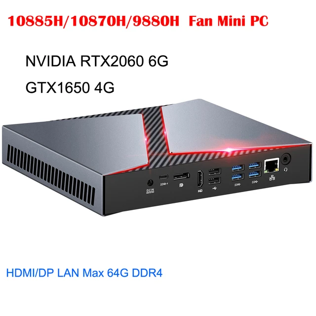 Gaming Mini PC Intel i9 10885H Nvidia RTX 2060 6G i7 10870H GTX 1650Ti  2*DDR4 Desktop Computer Windows 11/10 4K DP Type-C WiFi