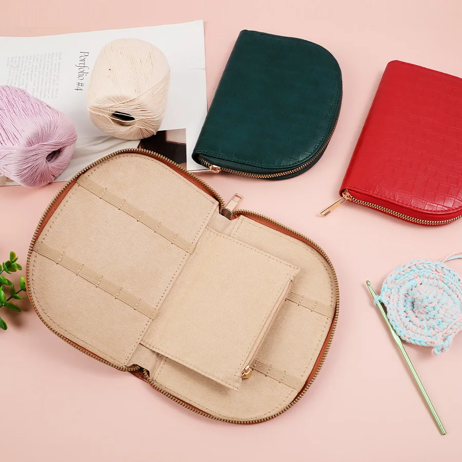 DGBRSM - 12 Bolsas Circulares De PVC Para Tejer Con Cierre, Impermeables, Transparentes, Con 4 Carpetas De Tres Anillos Para Agujas De Tejer Redondas