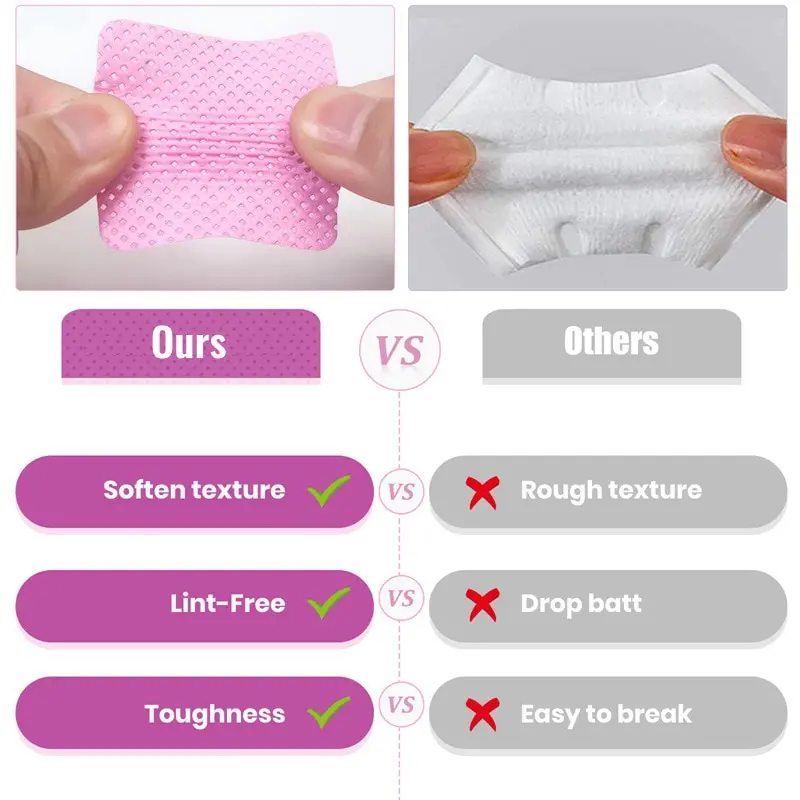 200 PCs Eyelash Gel Remover Cotton Wipes Nail Art Cleaning Pad Nail Polish Remover Nail Polish Remover Wipes Nail Cotton Pads Disposable Nail Pads