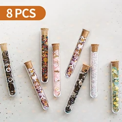 8Pcs Test Tubes with Corks Caps Round Plastic Laboratory Tube Liquid Containers Party Flower Wedding Favours School