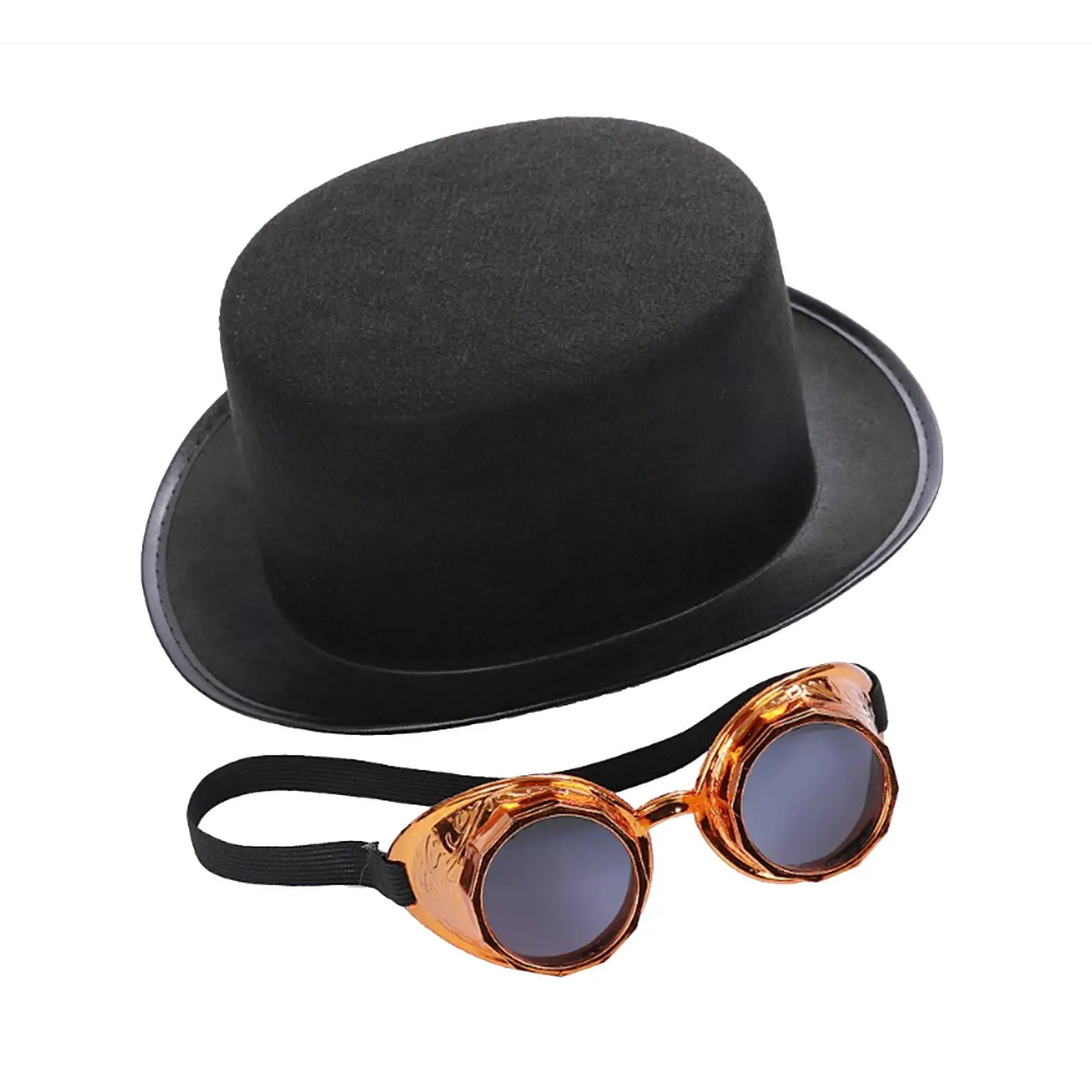 Cosplay Hat Goth Steampunk Top Hat with Goggles Cosplay Costume Hat for Men and Women