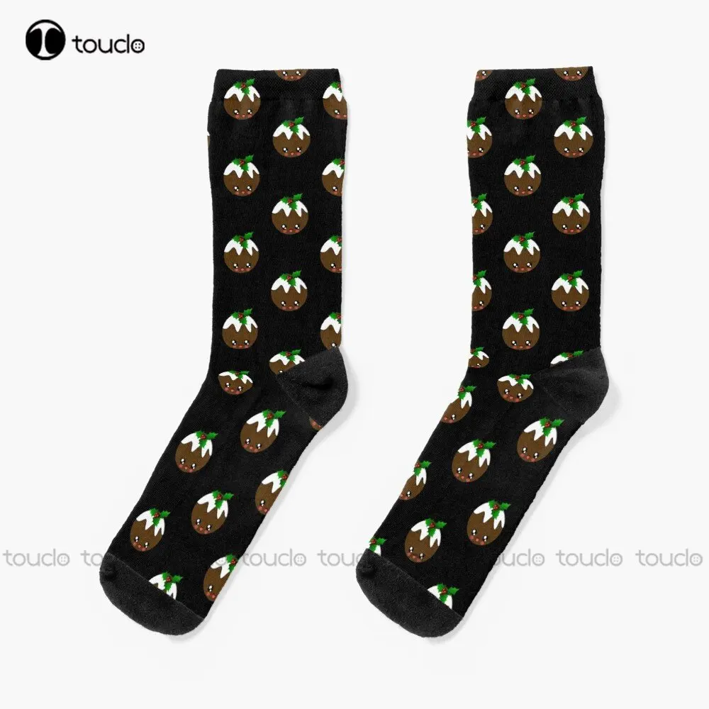 

Kawaii Christmas Pudding Socks Cotton Socks For Men Personalized Custom Unisex Adult Teen Youth Socks Street Skateboard Socks