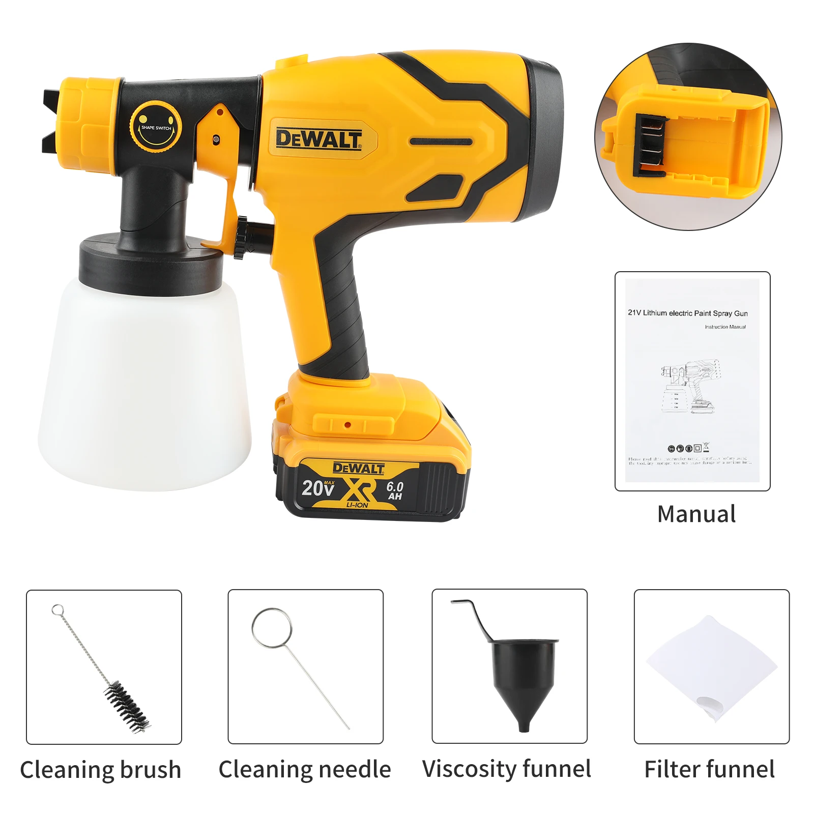 Pistol de vopsit electric DEWALT – vedere frontală