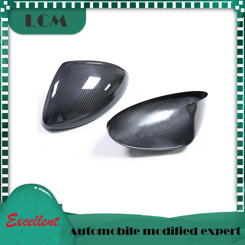 

16 17 18 For Porsche 718 Cayman Add On Style Gloss Black Real Dry Carbon Fiber Mirror Cover Body Side Rear View Caps LHD/RHD