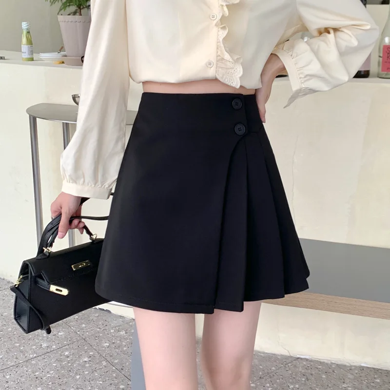 pink skirt High Waist Mini Skirts Women New 2022 Korean Style Streetwear All-match Solid Color Ladies A-line Short Pleated Skirt skater skirt