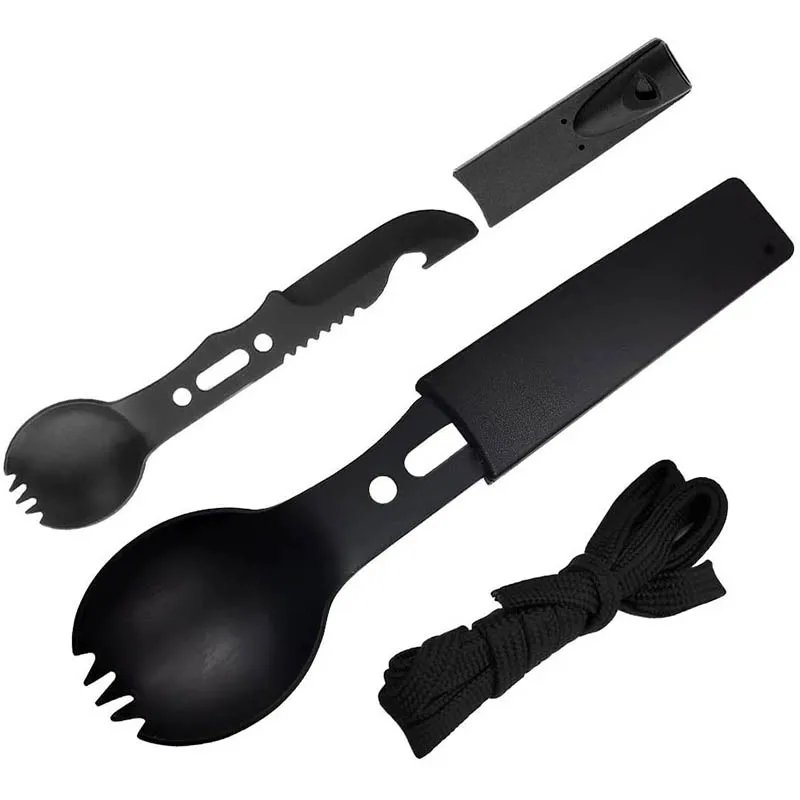 7 In 1 Camping Fork Spoon Knife Outdoor Survival Tools Stainless Steel