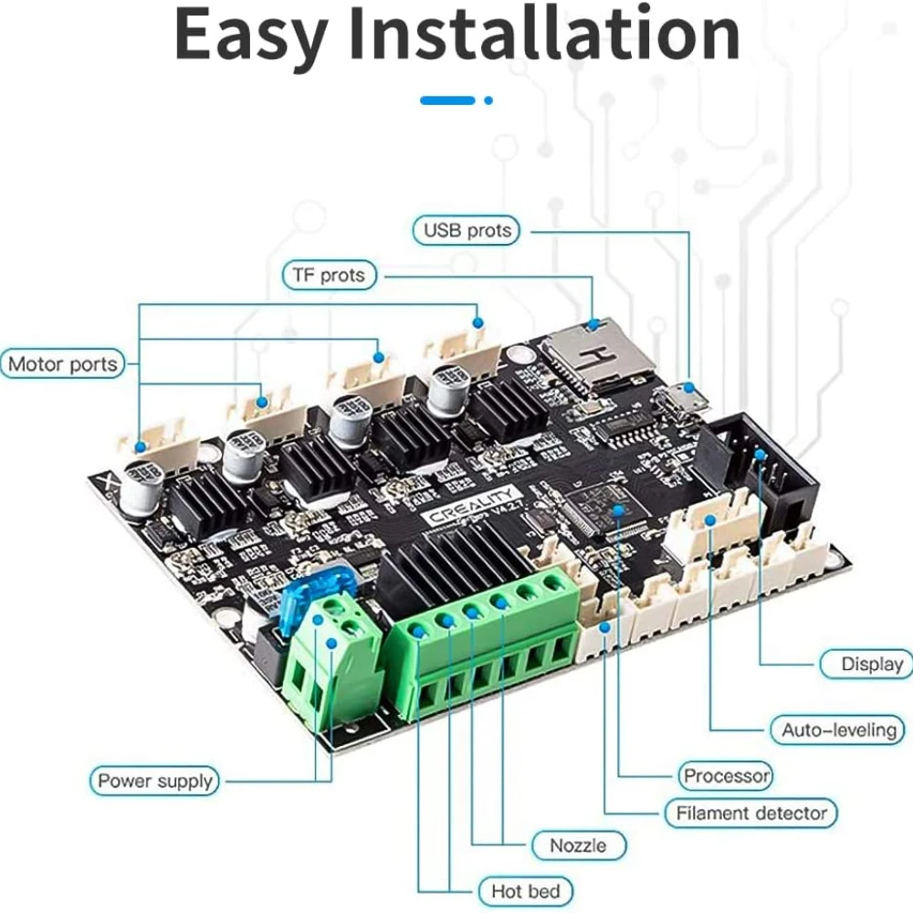 Creality Ender v2 Placa-mãe Silencioso Atualizado de Alto Desempenho Mainboard V4.2.7 com Tmc2225 Driver Marlin Peças da Impressora 3d - Imagem 2