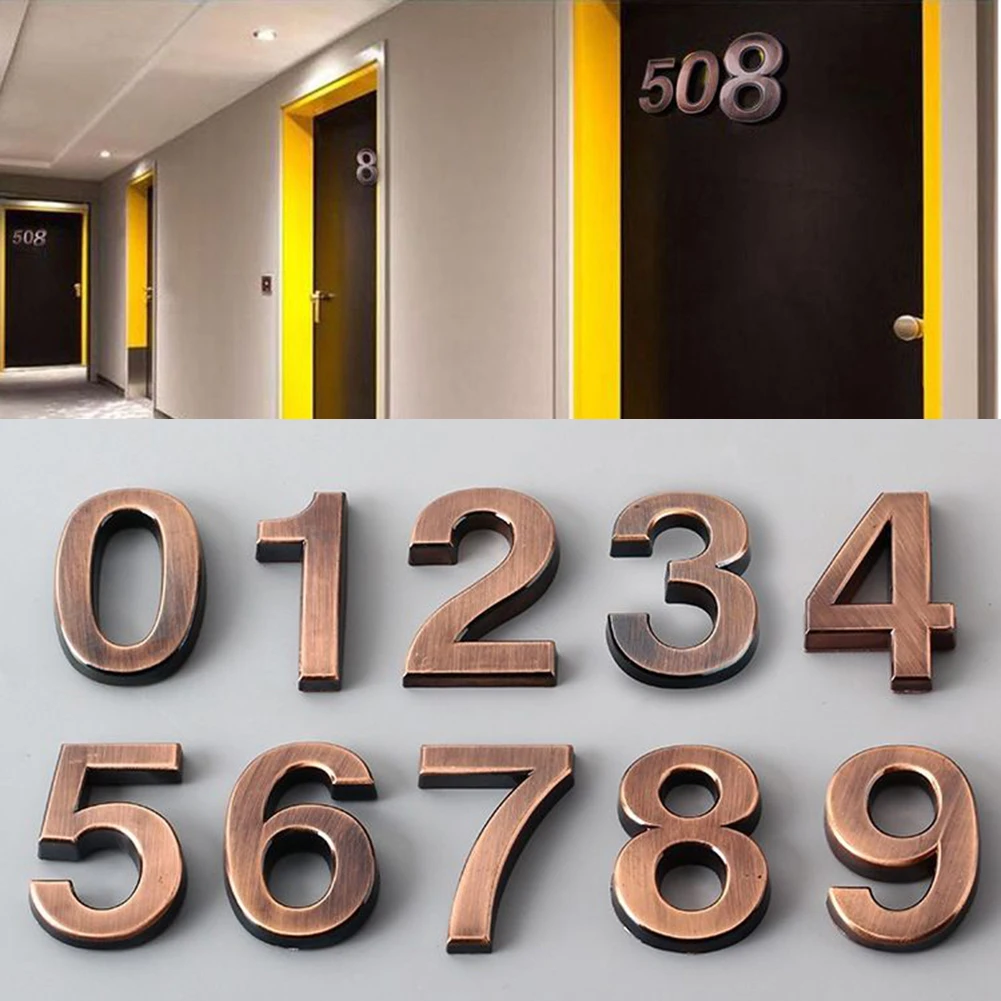 

Adhesive Glossy 3D House Number Door Plate Sign Outdoor Hotel Room Number Home Decoration For Mailbox Craft Office