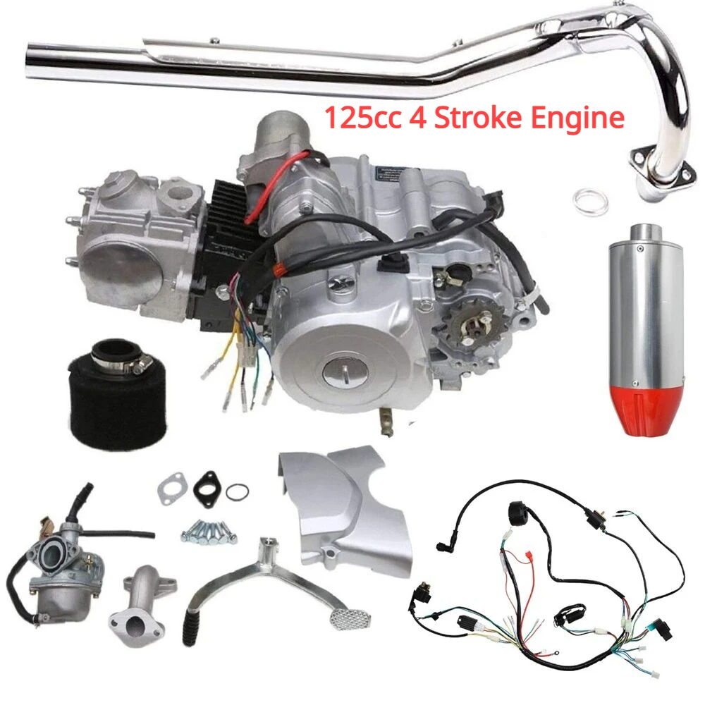 

125cc Semi Auto Engine Motor Kit 3+1 Reverse 4 Stroke Engine Single Cylinder for Honda Quad Go Kart ATC70 TRX90